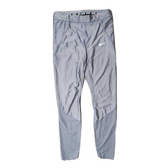 Nike Running Dri-Fit Women's M Gray Athletic Pant Vented Legging Stretch Wicking - Picture 1 of 12